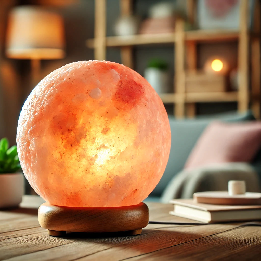 Pink Himalayan Salt Globe Lamp, Wide Hand Carved, (8–11 lbs)